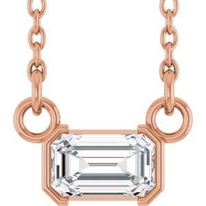 14K Rose Gold 1/2 CT Natural Diamond Solitaire 16" Necklace