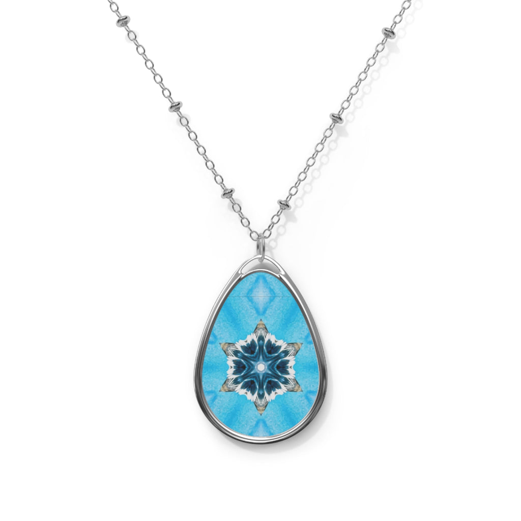 Blue Diamond Pattern Oval Necklace