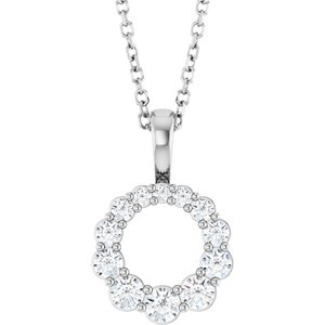 Sterling Silver 1/3 CTW Lab-Grown Diamond Graduated Circle 16-18" Necklace