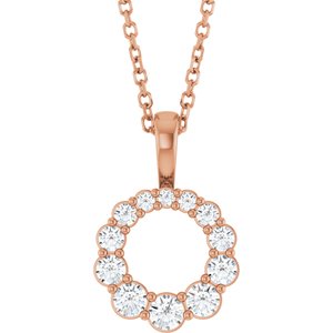 14K Rose Gold 1/3 CTW Natural Diamond Graduated Circle 16-18" Necklace