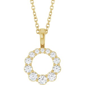 14K Yellow Gold 1/3 CTW Lab-Grown Diamond Graduated Circle 16-18" Necklace