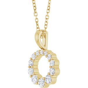 14K Yellow Gold 1/3 CTW Natural Diamond Graduated Circle 16-18" Necklace