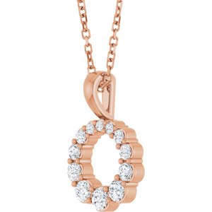 14K Rose Gold 1/3 CTW Lab-Grown Diamond Graduated Circle 16-18" Necklace