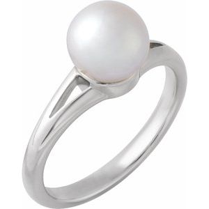 Sterling Silver Cultured White Freshwater Pearl Ring