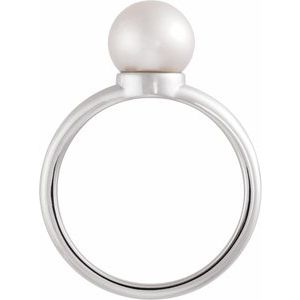 Sterling Silver Cultured White Freshwater Pearl Ring