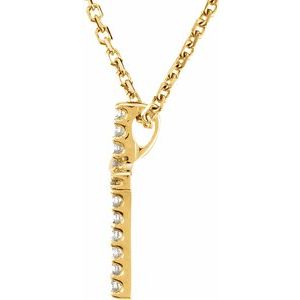 14K Yellow Gold .06 CTW Lab-Grown Diamond Petite Cross 16" Necklace