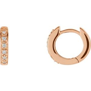 14K Rose Gold 1/10 CTW Natural Diamond Hinged 12.4 mm Hoop Earrings