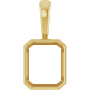 14K Yellow Gold 12x10 mm Emerald Charm/Pendant Mounting – image 2