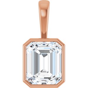 14K Rose Gold 12x10 mm Emerald Charm/Pendant Mounting