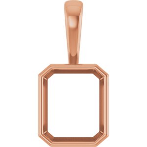 14K Rose Gold 12x10 mm Emerald Charm/Pendant Mounting – image 2