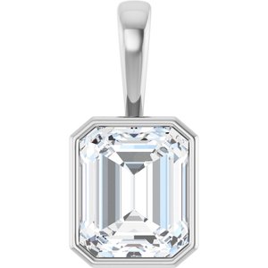 18K X1 White Gold 12x10 mm Emerald Charm/Pendant Mounting