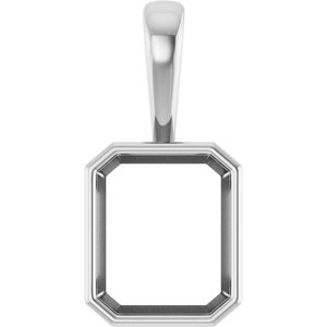 10K White Gold 12x10 mm Emerald Charm/Pendant Mounting – image 2