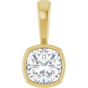 14K Yellow Gold 7x7 mm Cushion Charm/Pendant Mounting