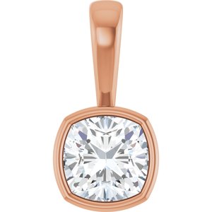 14K Rose Gold 7x7 mm Cushion Charm/Pendant Mounting
