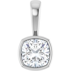 14K White Gold 7x7 mm Cushion Charm/Pendant Mounting