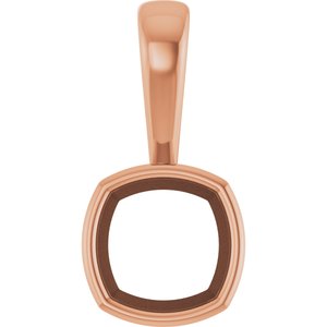 10K Rose Gold 7x7 mm Cushion Charm/Pendant Mounting – image 2