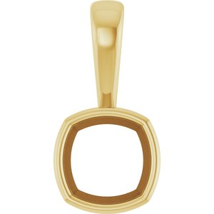 14K Yellow Gold 7x7 mm Cushion Charm/Pendant Mounting – image 2