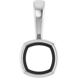 14K White Gold 7x7 mm Cushion Charm/Pendant Mounting – image 2