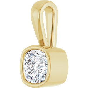 10K Yellow Gold 6x6 mm Cushion Charm/Pendant Mounting – image 3