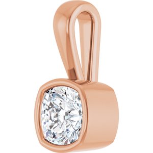 18K Rose Gold 6x6 mm Cushion Charm/Pendant Mounting – image 3