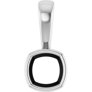 18K Palladium White Gold 5x5 mm Cushion Charm/Pendant Mounting – image 2