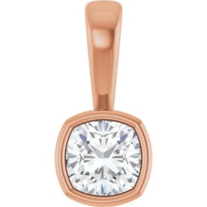 14K Rose Gold 5x5 mm Cushion Charm/Pendant Mounting