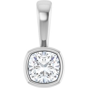 18K Palladium White Gold 5x5 mm Cushion Charm/Pendant Mounting