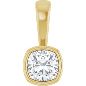 10K Yellow Gold 5x5 mm Cushion Charm/Pendant Mounting