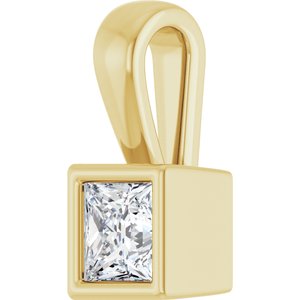 14K Yellow Gold 3.5x3.5 mm Square Charm/Pendant Mounting – image 3