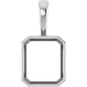 14K X1 White Gold 15x13 mm Emerald Charm/Pendant Mounting – image 2