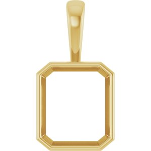 18K Yellow Gold 15x13 mm Emerald Charm/Pendant Mounting – image 2