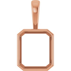 18K Rose Gold 15x13 mm Emerald Charm/Pendant Mounting – image 2