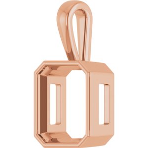 14K Rose Gold 15x13 mm Emerald Charm/Pendant Mounting – image 4