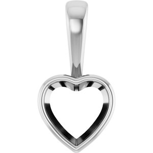 10K X1 White Gold 8x8 mm Heart Charm/Pendant Mounting – image 2