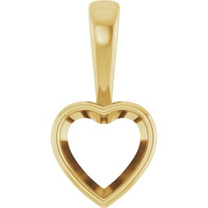 14K Yellow Gold 8x8 mm Heart Charm/Pendant Mounting – image 2