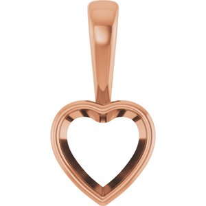 14K Rose Gold 8x8 mm Heart Charm/Pendant Mounting – image 2