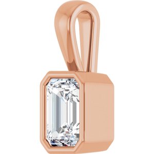 14K Rose Gold 6.5x4.5 mm Emerald Charm/Pendant Mounting – image 3