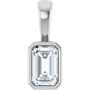 18K White Gold 6x4 mm Emerald Charm/Pendant Mounting