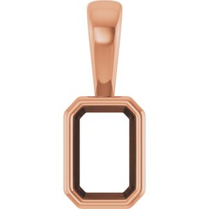 14K Rose Gold 6x4 mm Emerald Charm/Pendant Mounting – image 2