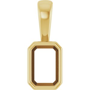 14K Yellow Gold 6x4 mm Emerald Charm/Pendant Mounting – image 2