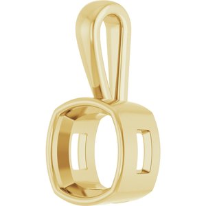 14K Yellow Gold 10x10 mm Cushion Charm/Pendant Mounting – image 4