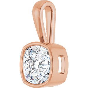 10K Rose Gold 10x10 mm Cushion Charm/Pendant Mounting – image 3