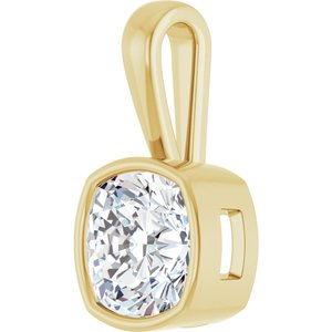 10K Yellow Gold 10x10 mm Cushion Charm/Pendant Mounting – image 3