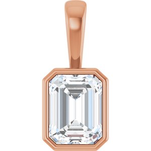 10K Rose Gold 8.5x6.5 mm Emerald Charm/Pendant Mounting