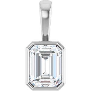 14K X1 White Gold 8.5x6.5 mm Emerald Charm/Pendant Mounting