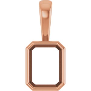 14K Rose Gold 8.5x6.5 mm Emerald Charm/Pendant Mounting – image 2