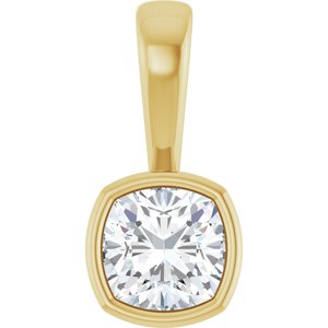 18K Yellow Gold 5.5x5.5 mm Cushion Charm/Pendant Mounting