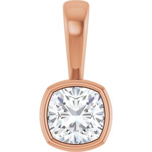 10K Rose Gold 5.5x5.5 mm Cushion Charm/Pendant Mounting