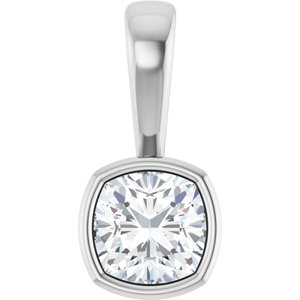 10K X1 White Gold 5.5x5.5 mm Cushion Charm/Pendant Mounting