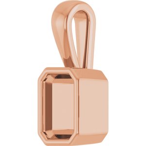 18K Rose Gold 6x4 mm Emerald Charm/Pendant Mounting – image 4